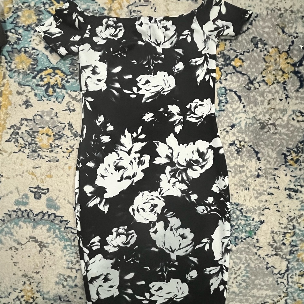 Off the shoulder white flowered dress